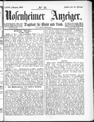 Rosenheimer Anzeiger Freitag 24. Februar 1882
