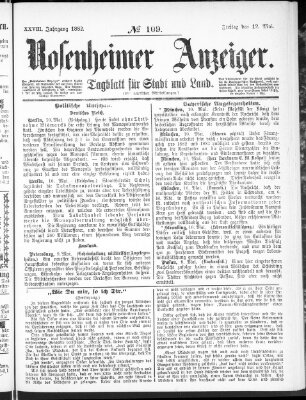 Rosenheimer Anzeiger Freitag 12. Mai 1882