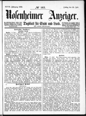 Rosenheimer Anzeiger Freitag 21. Juli 1882