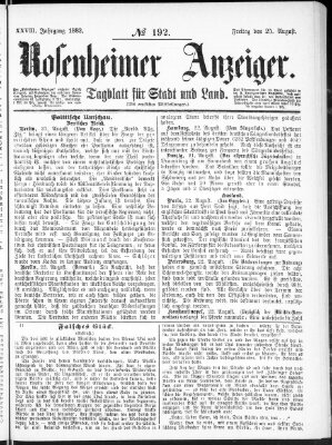 Rosenheimer Anzeiger Freitag 25. August 1882