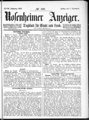Rosenheimer Anzeiger Freitag 1. September 1882