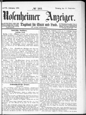 Rosenheimer Anzeiger Sonntag 10. September 1882