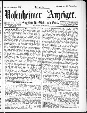 Rosenheimer Anzeiger Mittwoch 20. September 1882