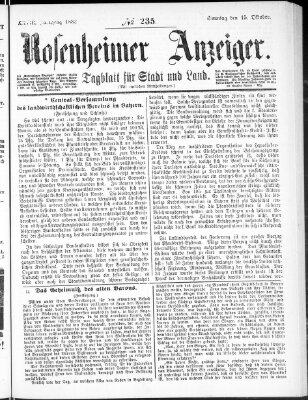 Rosenheimer Anzeiger Sonntag 15. Oktober 1882