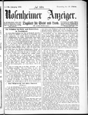 Rosenheimer Anzeiger Donnerstag 19. Oktober 1882