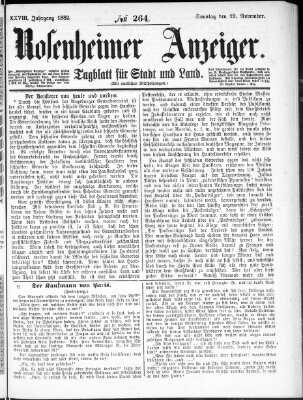 Rosenheimer Anzeiger Sonntag 19. November 1882