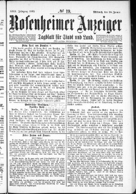 Rosenheimer Anzeiger Mittwoch 24. Januar 1883