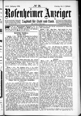 Rosenheimer Anzeiger Sonntag 4. Februar 1883