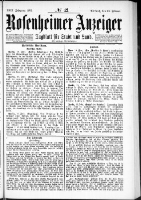 Rosenheimer Anzeiger Mittwoch 21. Februar 1883