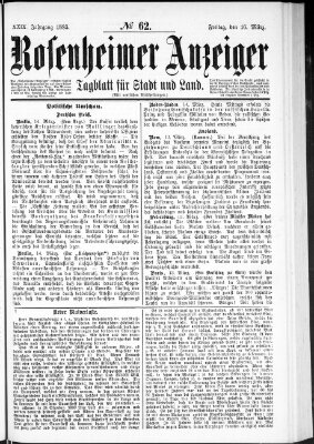 Rosenheimer Anzeiger Freitag 16. März 1883
