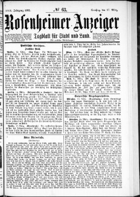 Rosenheimer Anzeiger Samstag 17. März 1883