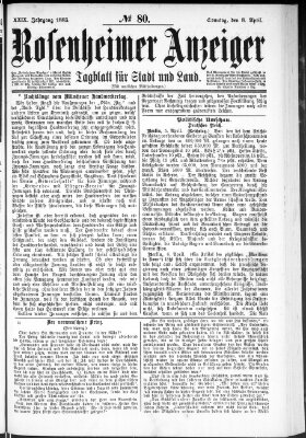 Rosenheimer Anzeiger Sonntag 8. April 1883