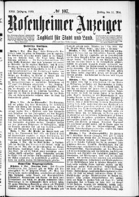 Rosenheimer Anzeiger Freitag 11. Mai 1883