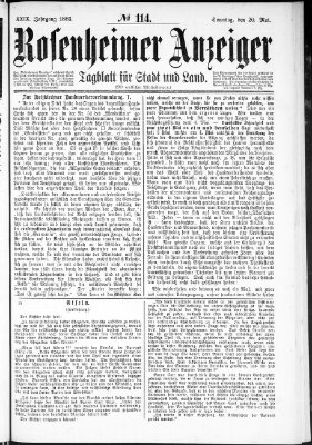 Rosenheimer Anzeiger Sonntag 20. Mai 1883