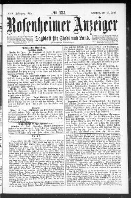 Rosenheimer Anzeiger Dienstag 19. Juni 1883