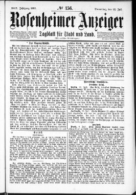 Rosenheimer Anzeiger Donnerstag 12. Juli 1883