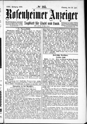 Rosenheimer Anzeiger Sonntag 22. Juli 1883