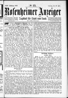 Rosenheimer Anzeiger Sonntag 29. Juli 1883