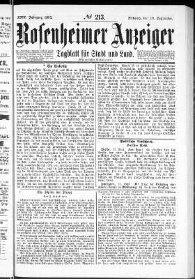 Rosenheimer Anzeiger Mittwoch 19. September 1883
