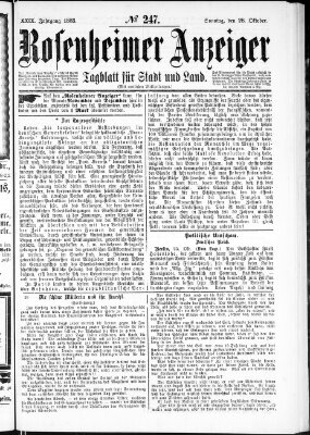 Rosenheimer Anzeiger Sonntag 28. Oktober 1883