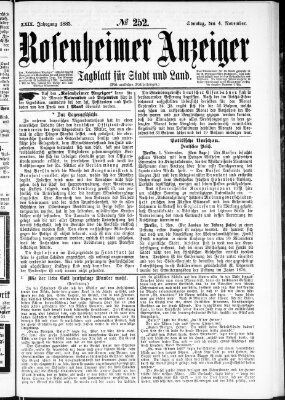 Rosenheimer Anzeiger Sonntag 4. November 1883