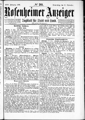 Rosenheimer Anzeiger Donnerstag 15. November 1883
