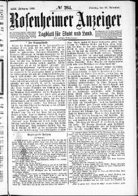 Rosenheimer Anzeiger Sonntag 18. November 1883