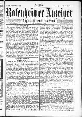 Rosenheimer Anzeiger Samstag 24. November 1883