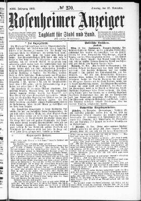 Rosenheimer Anzeiger Sonntag 25. November 1883