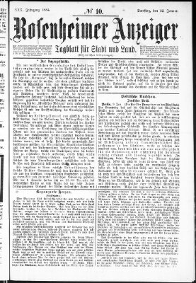 Rosenheimer Anzeiger Samstag 12. Januar 1884
