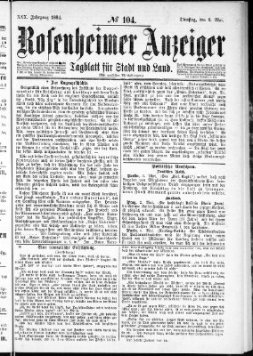 Rosenheimer Anzeiger Dienstag 6. Mai 1884