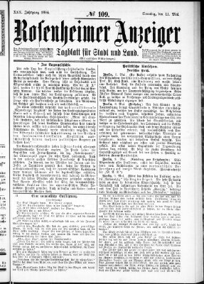 Rosenheimer Anzeiger Sonntag 11. Mai 1884