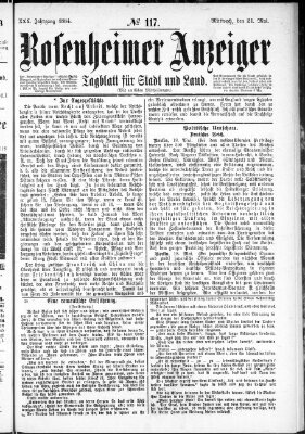 Rosenheimer Anzeiger Mittwoch 21. Mai 1884