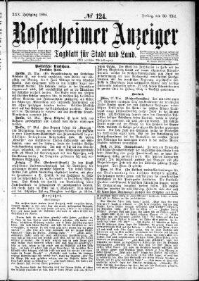 Rosenheimer Anzeiger Freitag 30. Mai 1884