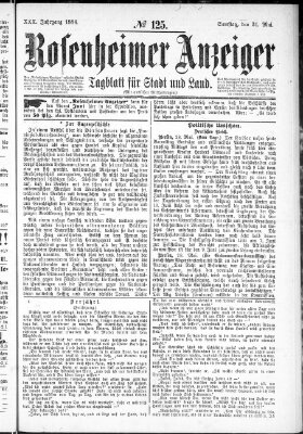 Rosenheimer Anzeiger Samstag 31. Mai 1884