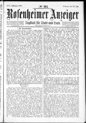 Rosenheimer Anzeiger Sonntag 20. Juli 1884