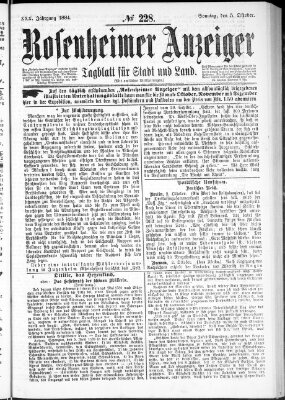 Rosenheimer Anzeiger Sonntag 5. Oktober 1884