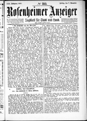Rosenheimer Anzeiger Freitag 7. November 1884