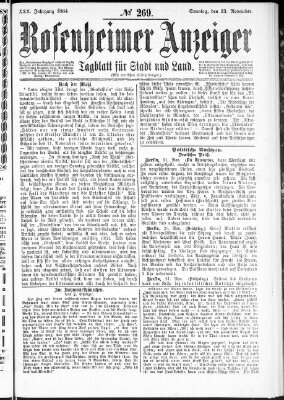Rosenheimer Anzeiger Sonntag 23. November 1884