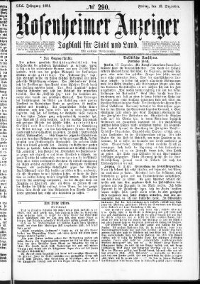 Rosenheimer Anzeiger Freitag 19. Dezember 1884