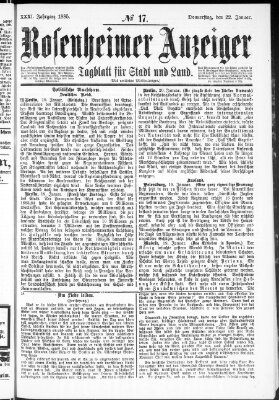 Rosenheimer Anzeiger Donnerstag 22. Januar 1885