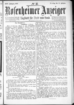 Rosenheimer Anzeiger Sonntag 15. Februar 1885