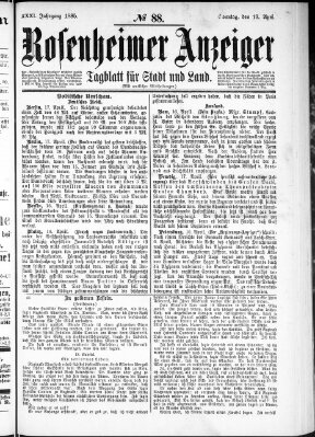 Rosenheimer Anzeiger Sonntag 19. April 1885