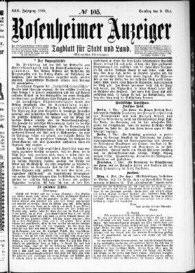 Rosenheimer Anzeiger Samstag 9. Mai 1885