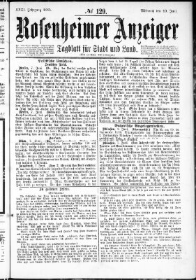 Rosenheimer Anzeiger Mittwoch 10. Juni 1885