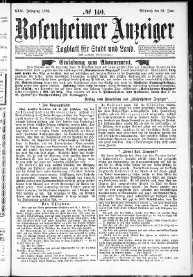 Rosenheimer Anzeiger Mittwoch 24. Juni 1885