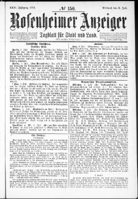 Rosenheimer Anzeiger Mittwoch 8. Juli 1885