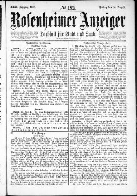 Rosenheimer Anzeiger Freitag 14. August 1885