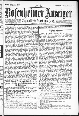 Rosenheimer Anzeiger Mittwoch 13. Januar 1886