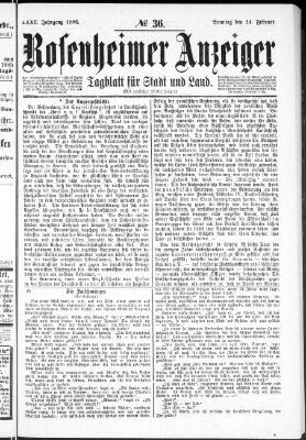 Rosenheimer Anzeiger Sonntag 14. Februar 1886